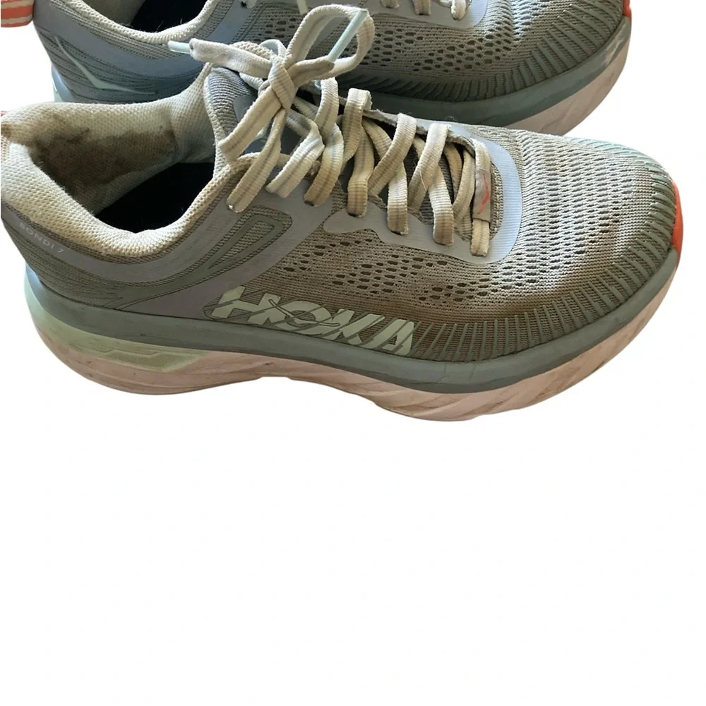 Hoka One One Bondi 7 Blue Fog Running Athletic Shoes Women’s Size 5 D Wide - Picture 2 of 7